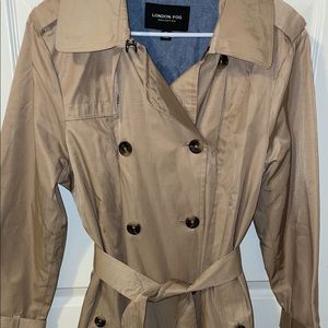 London Fog ladies hooded & belted rain trench XL